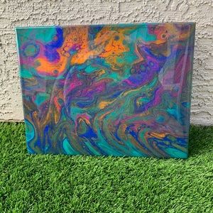 Colorful Swirling Acrylic/Resin Painting 11x14”